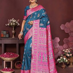 Varanga Ethnic Motifs Woven Design Zari Banarasi Saree-picture-32