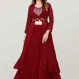 Happy Design Women Embroidered Regular Top with Skirt & With Dupatta-image-62