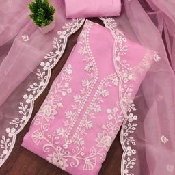 Maroosh Floral Embroidered Organza Unstitched Dress Material-image-19
