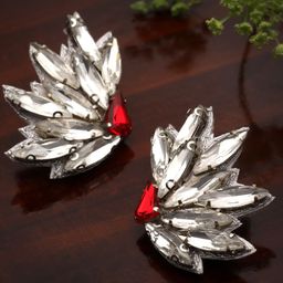 Moedbuille Silver-Plated Crystals Studded Contemporary Studs-94