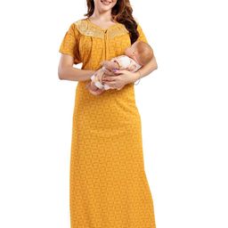 LIFE-TALE Women Yellow Pure Cotton Nightdress-image-44