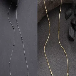 Anouk Women Set Of 2 Silver & Gold Rhodium-Plated Minimal Chain-picture-44