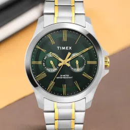 TIMEX Men Stainless Steel Green Round Dial Analog Watch - For Men TW000X130-23