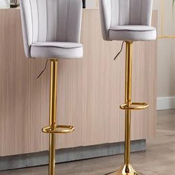 Doe Buck Velvet Adjustable Shell Back Grey with Gold Base Chairs-image-91