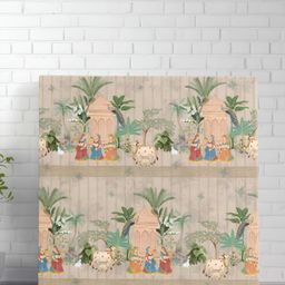 SAF Beige & Green 1 Piece Canvas Floral and Botanical Wall Paintings-30