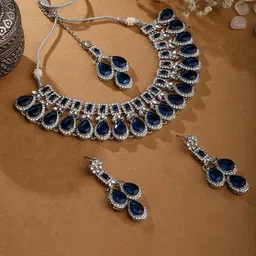Atasi International Silver-Plated American Diamond Studded Jewellery Set-50