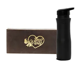 INTERNATIONAL GIFT Black Copper Water Bottle with Best Wishes Tag-image-91