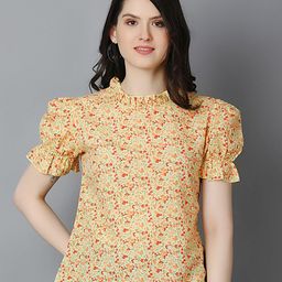 Zuvino Women Cotton Floral Printed Puff Sleeve Top-image-79
