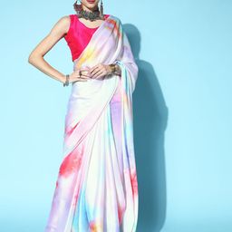 DIVASTRI Tie and Dye Satin Saree-image-4