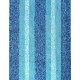 Saral Home Turquoise Blue Striped Anti-Skid Polyester Carpet-48