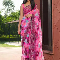 PRETTY PALLU Printed Bandhani Saree-image-47