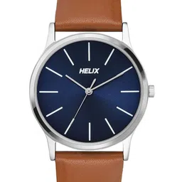 Helix Men Brass Dial & Leather Straps Analogue Watch TW054HG02-43