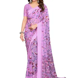 Moda Rapido Floral Printed Georgette Saree with Blouse Piece-picture-4
