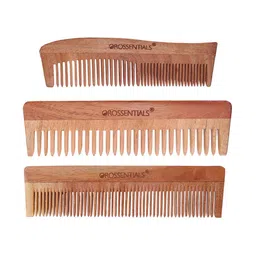 OROSSENTIALS Set Of 3 Neem Wooden Comb - Brown-33