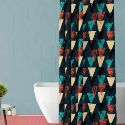 ArtzFolio Navy Blue & Red Geometric Printed Waterproof Shower Curtains-image-77