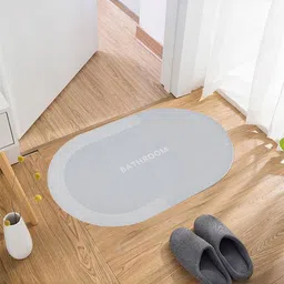 Kuber Industries Light Blue & White Printed Anti-Skid Bath Rugs-19