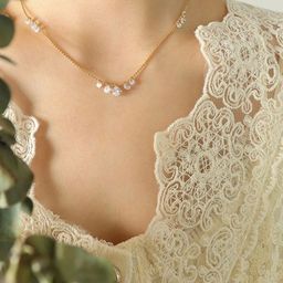 MYKI Gold-Plated Stainless Steel Sparkling Diamond Pendant Statement Necklace-65