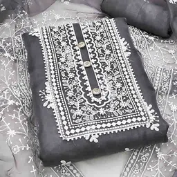 DIVASTRI Embroidered Organza Unstitched Dress Material-image-29