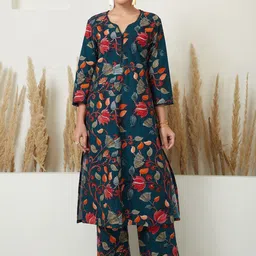 KALINI Floral Printed Sweetheart Neck A-Line Kurta with Palazzo-43