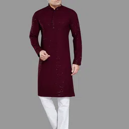 DIVISIVE Men Embroidered Regular Kurta with Pyjamas-image-52