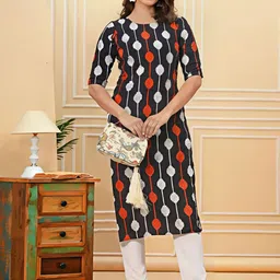 Anouk Rustic Selection Of 2 Chevron Printed Round Neck Straight Kurtas image 2