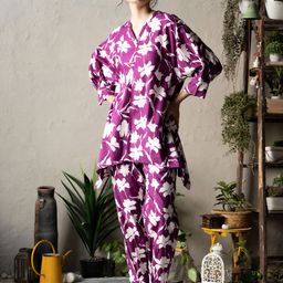 Canoopi Floral Printed Pure Cotton Tunic & Trousers Co-Odrs-image-67