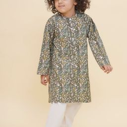 Sethukrishna Boys Floral Printed Regular Kurta with Pyjamas image 3