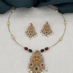 Rujve Jewellery Gold-Plated Stone-Studded & Beaded Jewellery Set-picture-29