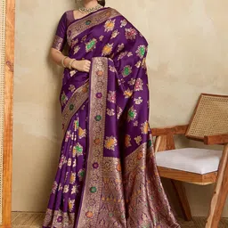 Shreyansh creation Ethnic Motifs Zari Pure Silk Banarasi Saree-image-90
