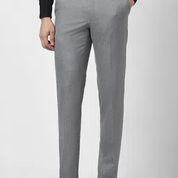 Van Heusen Men Textured Slim Fit Formal Trousers-image-70