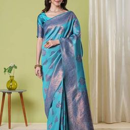 HI FI NX FloralWoven Design Zari Saree-image-92