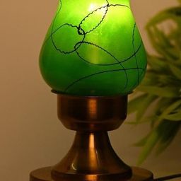 SOMIL Green Printed Glass Cylindrical Shaped Table Lamp-image-94