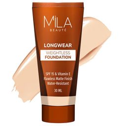 MILA BEAUTE Longwear Weightless Foundation With SPF 15 - 30 ml - Light Beige - 103-57