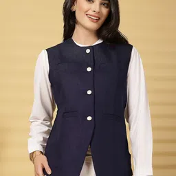Vastraa Fusion Round Neck Sleeveless Formal Waistcoat-32
