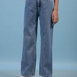 Crimsoune Club Girls Wide Leg Mid-Rise Heavy Fade Stretchable Jeans-image-70