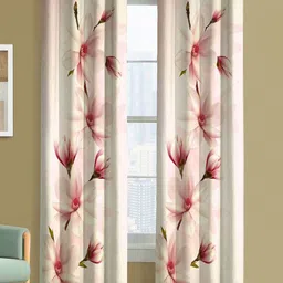 Steve & Anderson Bliss Pink And White 2 Pieces Floral Printed Long Door Curtain (9Feet)-image-24