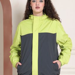 HOUSE OF VEDAS Color Blocked Waterproof Hooded Rain Jacket-image-49