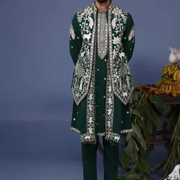 KALPRAAG Men Floral Embroidered Regular Sequinned Kurta with Trousers & With Dupatta-picture-40
