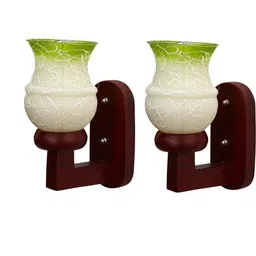 Somil Premium Designer Glass Wall / Night Lamp Elegant & Stylish Dcor Accent for Modern Interiors, color- - Green, White Size- 16.5 X 24.5 X 27 CM-image-96