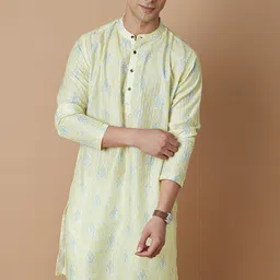 Melange by Lifestyle Floral Printed Sequinned Mandarin Collar Straight Kurta-image-2