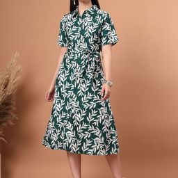 Style Quotient Women Tropical Print Midi Shirt Dress-picture-27