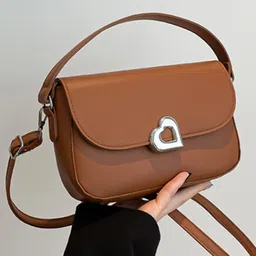 HAUTE SAUCE by Campus Sutra Women Brown Leather Structured Shoulder Bag-27