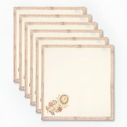Fabindia Standalone 6-Pcs Yellow & Red Printed Cotton Table Napkins-21