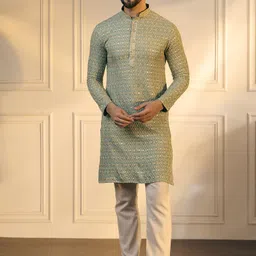 Anouk Men Geometric Embroidered Chikankari Kurta-image-24