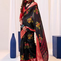 LeeliPeeri Designer Floral Zari Silk Blend Saree-image-3