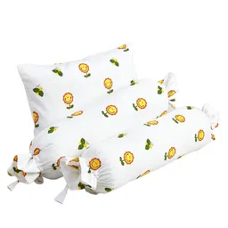 The White Cradle Kids 3-Pcs White & Yellow Printed Breathable Pure Cotton Baby Pillow-image-45