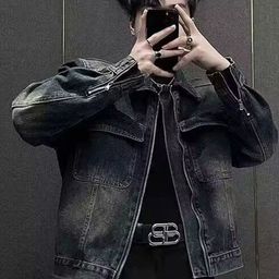 StyleCast Men Stand Collar Long Sleeves Solid Washed Denim Jacket-picture-6