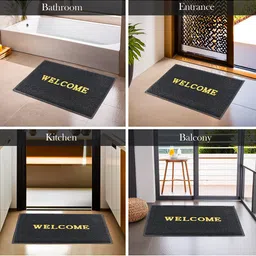 Kuber Industries 4-Pcs Black & Brown Rectangular Doormats image 4