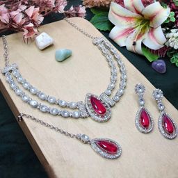 VATSALYA creation Alloy Gold- plated Pink Jewellery Set-picture-8