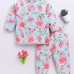 Clt.s Kids Printed Round Neck Long Sleeves Kurti & Pyjamas Pure Cotton Night suit-image-92